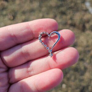 10K White Gold Diamond Heart Pendant Charm 20x18mm